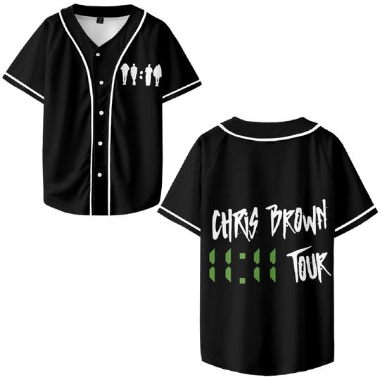 Chris Brown THE 11:11 TOUR Baseball Shirt, Men Women Hip Hop Short Sleeve Baseball Jersey Tee Shirt, Street Wear Summer Tops