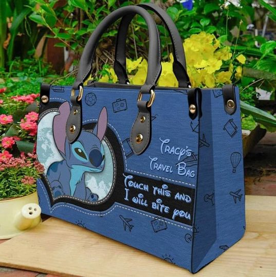 Touch This and I Will Bite You Handbag, Lilo and Stitch,Stitch Bags And Purses,Stitch Leather Bags,Stitch Lover's Handbag