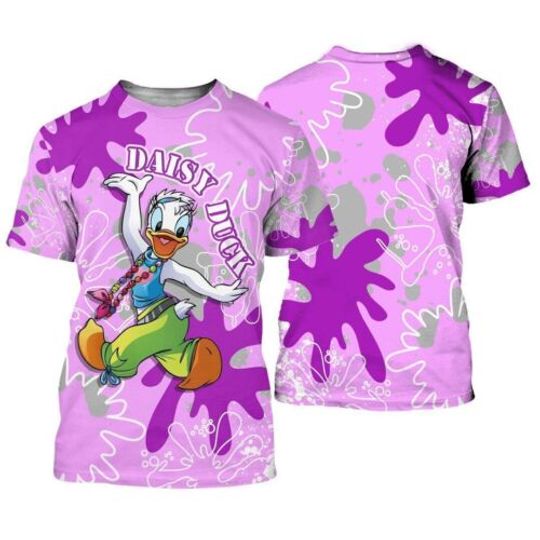 Funny Daisy Duck Dancing Best Gift For Daisy Fans Watercolor 3D T-SHIRT, Disney Casual Tee, All Size Available