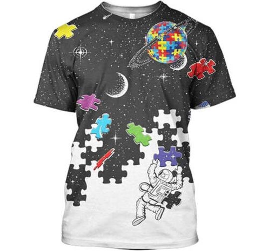 Autism Nasa Astronaut 3D T-SHIRT ALL OVER PRINT, Disney Casual Tee, All Size Available