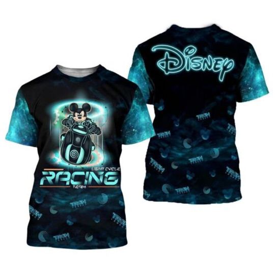 Mickey Mouse Light Cycle Racing Team Mickey Lovers 3D T-SHIRT, Disney Casual Tee, All Size Available