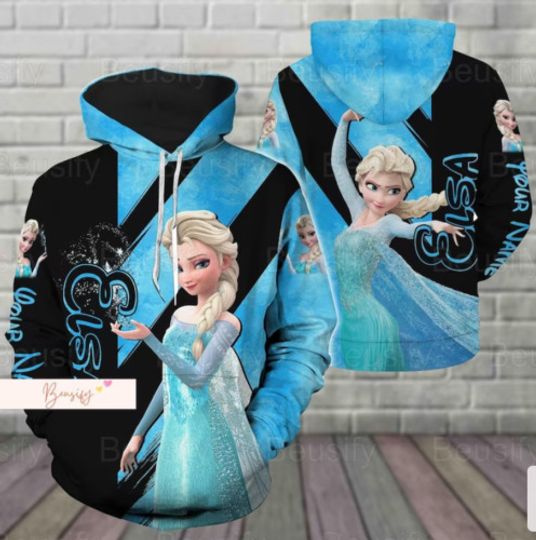 Custom Elsa Frozen 3D HOODIE, Cartoon Disney women men 3D, Hoodies Pullover Tops