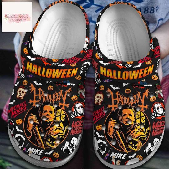 Michael Myers Clogs, Pumpkin Halloween Shoes, Spooky Season Shoes, Horror Characters Sandals, Halloween Movie Shoes, Halloween Gift