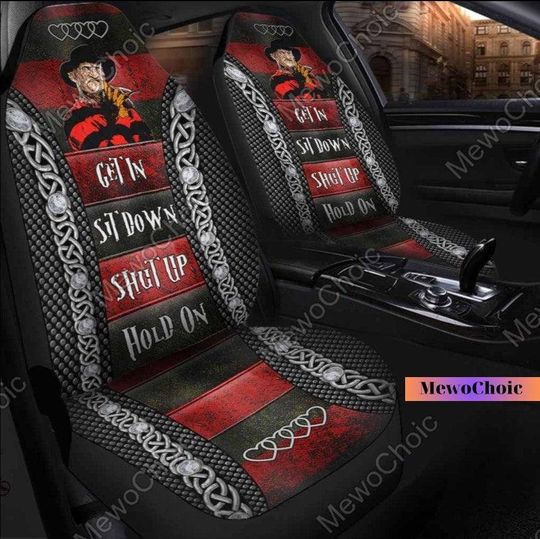Freddy Krueger Seat Covers, Horror Car Seat Covers, Halloween Car Decor, Krueger Car Seat, Freddy Auto Seat Covers, Car Seat Protector