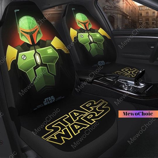 Star Wars Boba Fett Car Seat Covers, Star Wars Seat Covers, Star Wars Car Decor, Disney Star Wars Car Seat, Car Seat Protector Decor