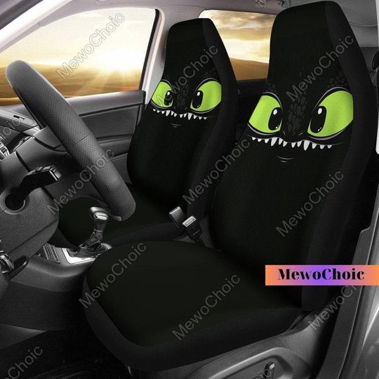 Toothless Car Seat Covers, Front Auto Seat Covers, Toothless Car Decor, HTTYD Seat Covers Protector, Toothless Dragon Car Seat