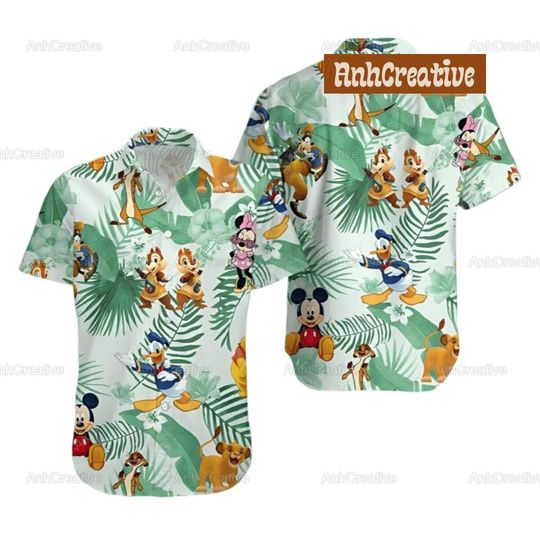 Disney Hawaii Shirt Hawaiian Shirt, Mickey Aloha Shirt, Disney Hawaiian Shirt, Disneyland Outfits, Tropical Shirt, Mickey Short Sleeve