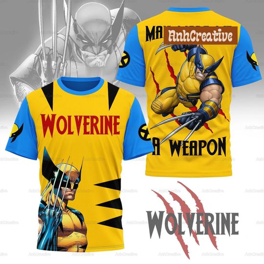 Vintage Wolverine Fan Gifts, Wolverine Man Made Me A Weapon 3D Shirt, Marvel Shirt, Superhero Shirt, Spiderman Shirt, Retro Avengers Shirt