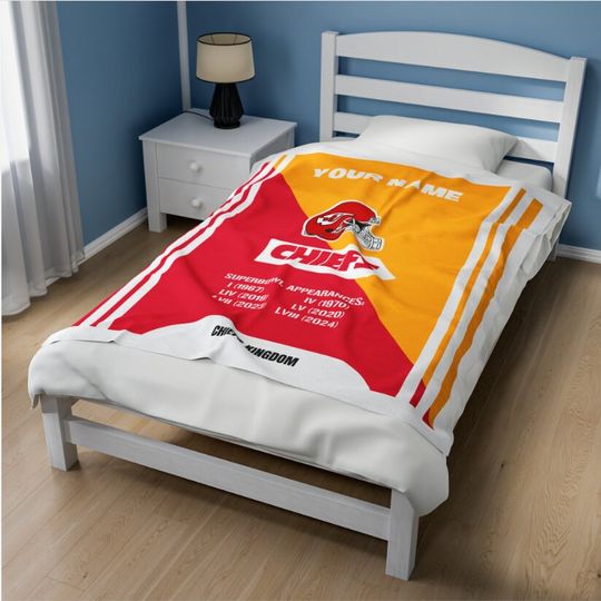 KC CHIEFS Blankets for Bed, Camp Nap Bedroom Decor, Bedspread Soft Fleece, Birthday Wedding Gifts