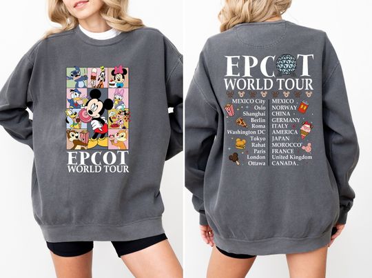 Comfort Colors Disney Epcot World Tour Sweatshirt, Disney Trip Sweatshirt, Disney Family Matching Sweatshirt, Disneyworld Traveler Sweater