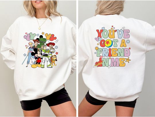 Toy Story You've Got A Friend In Me Sweatshirt, Jessie And Buzz Sweatshirt, Disney Toy Story Two Sided Sweater, Toy Story Land Sweatshirt