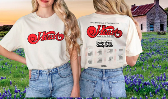 Heart Royal Flush Tour 2024 Double Sided T-Shirt | Multi-size | Extra Comfortable Short Sleeve Tee | Concert Outfit For Unisex