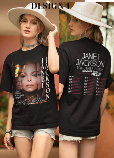 Janet Jackson Together Again Summer Double Sided T-Shirt | Multi-size | Extra Comfortable Short Sleeve Tee | Concert Outfit For Unisex