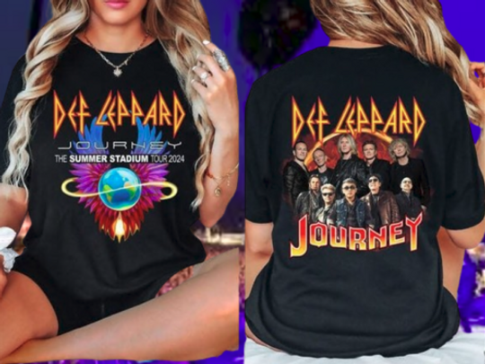 2024 Def Leppard And Journey Summer Stadium Tour Double Sided T-Shirt | Multi-size | Extra Comfortable Short Sleeve Tee | Concert Outfit For Unisex