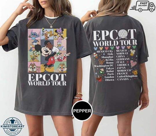 Disney Epcot World Tour Comfort Colors Shirt, Drink Around The World Traveler 2 Sided Shirt, Disney Family Matching Tee, Disney Trip Gifts