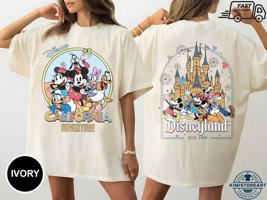 Vintage Disneyland Est 1955 Shirt, Disney California Adventure Comfort Colors Shirts, Disneyland Family Trip Tee, Mickey And Friends