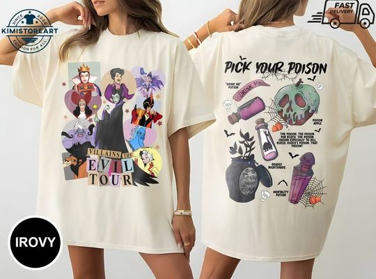 Retro Villains The Evil Tour Comfort Colors Shirt, Disney Evil Queen Shirt, Disney Maleficent Shirt, Disney Girl Trip, Disneyworld, Witches
