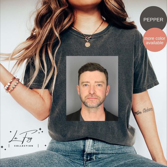 Justin Timberlake Mugshot Shirt, JT Concert Shirt, Timberlake Fan Gift, Unisex short sleeves heavy cotton shirt, multiple colors full size S-5XL sizes