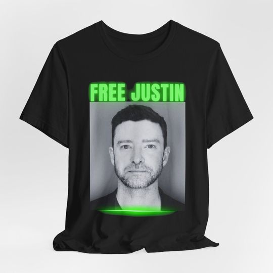 Justin Timberlake Mugshot T-Shirt, Free Justin, JT Concert Tee,  Unisex short sleeves heavy cotton shirt, multiple colors full size S-5XL sizes