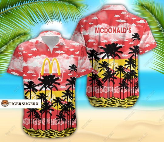 McDonald's Button Shirt, McDonald's Hawaiian Shirt, McDonald Food Aloha Shirt, Fast Food Beach Shirt, Shirt For Men, Short Sleeve Shirt