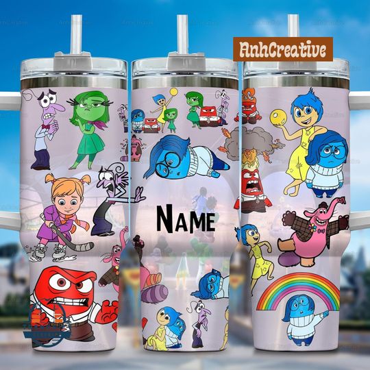Personalized Inside Out 2 Tumbler 40oz, Inside Out Movie Coffee Tumbler, Personalized Tumbler, Inside Out Merch, Cartoon Tumbler 40oz