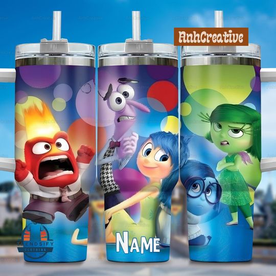 Personalized Disney Pixar Inside Out Tumbler, Inside Out 2 Movie 2024 Tumbler 40oz, Cartoon Tumbler, Inside Out Gift, Emotion Friends T