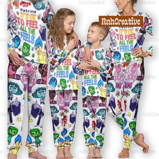 Disney Inside Out 2 Family Pajamas Set, Matching Family Pajamas, Inside Out 2 Pajamas Set For Family, Disney Inside Out Set Of Pajamas