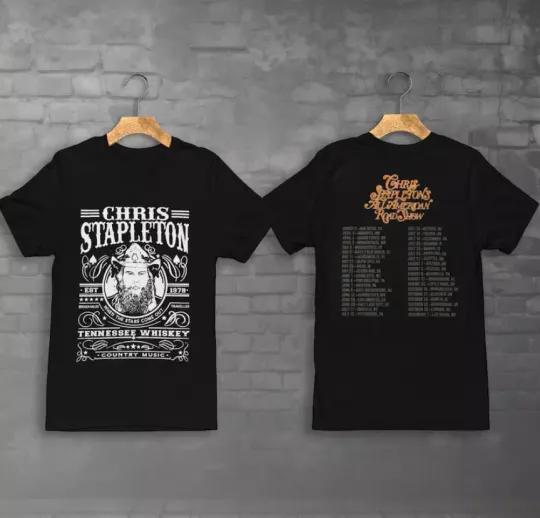 Chris Stapleton All American Road Show Tour 2024 Double Sided Shirt, Music Tour Shirt, Music Merch for Fans, Gift for Fans, Music Short Sleeved Shirt