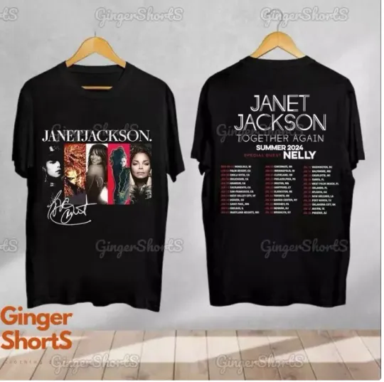 Janet Jackson 2024 Tour Double Sided Shirt, Music Tour Shirt, Music Merch for Fans, Gift for Fans, Music Short Sleeved Shirt