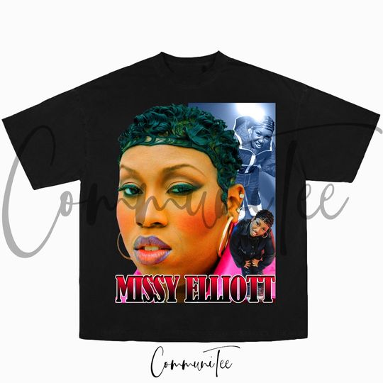 Missy Elliott 90s Rap Tee Cotton Tee, Big Face Head Vintage Style Graphic Hip Hop T-shirt