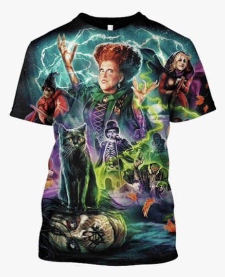 Sanderson Sisters Hocus Pocus Welcome Halloween Tshirt 3D Printed, Casual Tee, All Size Available
