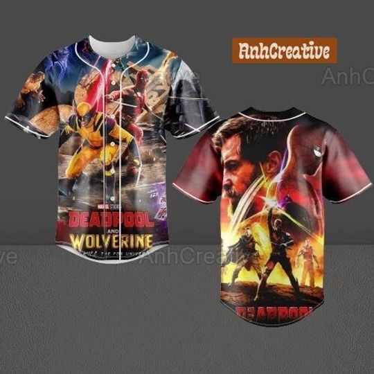 Deadpool And Wolverine Jersey Shirt, Deadpool Wolverine 3 Movie Baseball Shirt, Marvel Jersey Shirt, Ryan Reynolds Shirt
