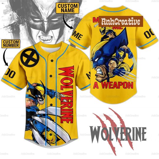 Vintage Wolverine Jersey Shirt, Deadpool Wolverine 3 Movie Baseball Shirt, Ryan Reynolds Shirt, Baseball Jersey Shirt, Superhero Shirt