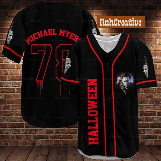 Michael Myers Baseball shirt, Michael Myers Halloween Shirt, Horror Movie Jersey Shirt, Horror Halloween Gift