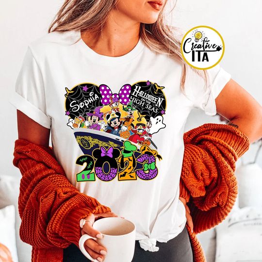 Personalized Disney Cruise Halloween On The High Seas Shirt, Disney Halloween Shirt, Halloween Merch, Halloween Clothing for Men, Women and Kids