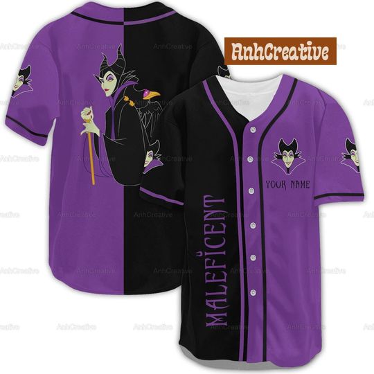 Custom Maleficent Baseball Jersey, Maleficent Jersey Shirt, Maleficent Baseball Shirt, Maleficent Shirt, Evil Queen Shirt