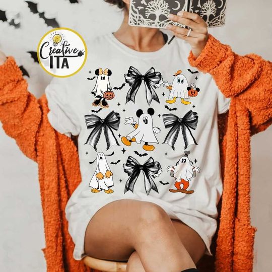 Disney Mickey & Friends Ghost Halloween coquette Shirt, Disney Halloween Shirt, Halloween Merch, Halloween Clothing for Men, Women and Kids