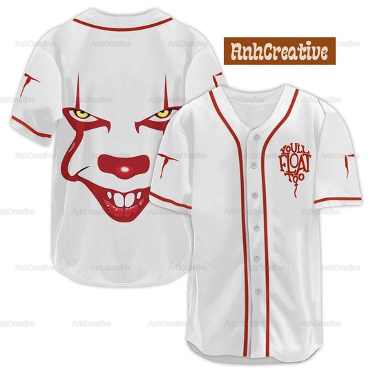 Pennywise It Baseball Shirt, Pennywise Baseball Jersey, It Movie Horror Shirt, Pennywise Baseball Shirt, Horror Movie Shirt