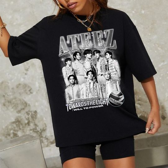 Ateez Towards The Light: Will To Power World Tour T-shirt, Ateez Work Shirt, Ateez World Tour 2024 Shirt, ATEEZ Hongjoong, Mingi, Yeosang