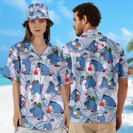 Eeyore Winnie The Pooh Hawaiian Shirt, Animated 3D Unisex Shirt, Eeyore Summer Vibe Tee, Family Trip Group Shirt, Hawaiian Tee For Family