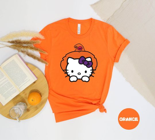 Hello Kitty Halloween Cat Cotton Tee, Graphic Tshirt for men, women, Unisex, Trending Casual Fashion