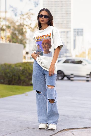 Justin t-shirt, 90s inspired oversized shirt, childless millennial shirt, gift for millennial mom, millennial nostalgia, 2000's party