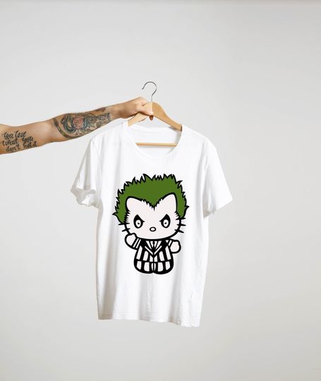 Hello Kitty Beetlejuice Casual Short Sleeve Tee, Trending Street Fashion