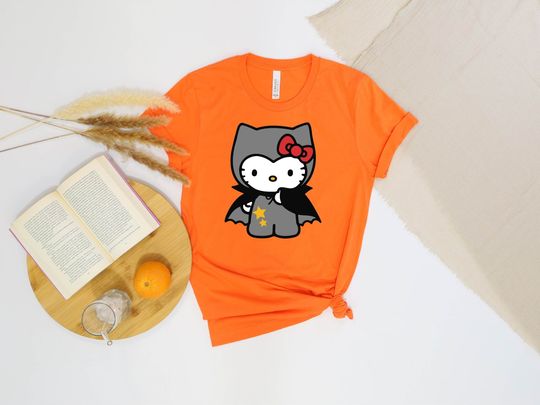 Hello Kitty Halloween Casual Short Sleeve Tee, Trending Street Fashion