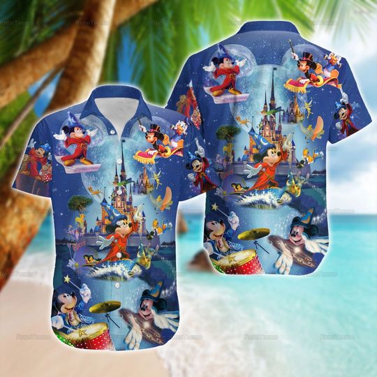 Disney Mickey Magic Shirt, Mickey Hawaiian Shirt, Button Down Shirt, Mickey Shirt Men, Disney Magic Kingdoms Shirt