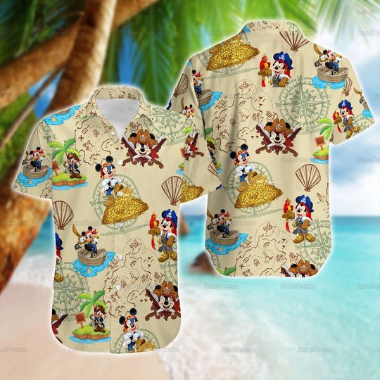 Disney Mickey Pirates Hawaiian Shirt, Mickey Pirates Shirt, Mickey Summer Shirts, Mickey Hawaii Shirt For Men, Vacation Shirt
