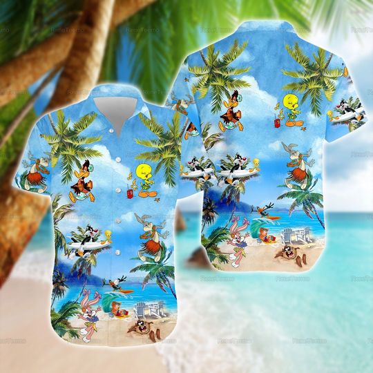 Looney Tunes Hawaiian Shirt, Looney Tunes Characters Shirt, Looney Tunes Summer Shirts, Hawaii Shirt For Men, Vacation Shirt