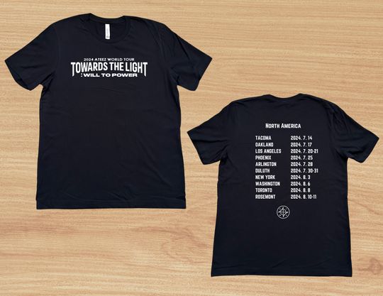 Ateez Towards the Light: Will to Power Tour Atiny Fan Shirt Double sides T-shirt , Multiple colors full sizes shirt, trending shirt Ateez World Tour Shirt