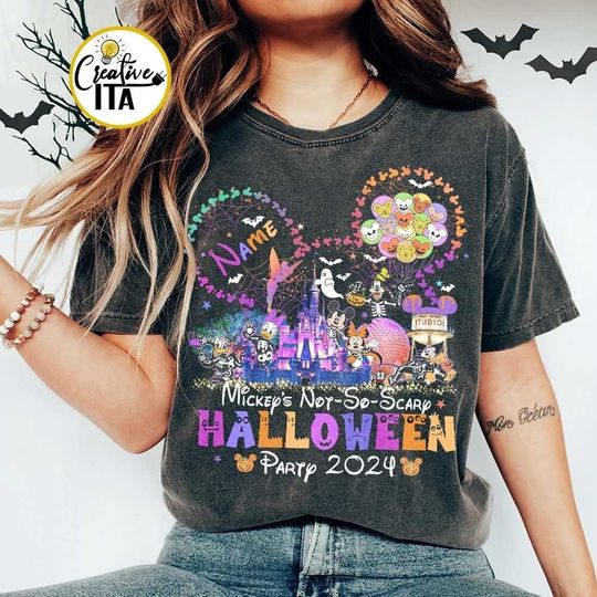 Personalized Mickey and Friends Skeleton Disney Halloween Shirt, Disney Halloween Shirt, Halloween Merch, Halloween Clothing for Men, Women and Kids