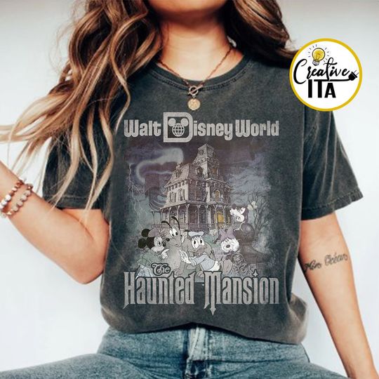 Retro The Haunted Mansion Mickey and Friends Halloween Shirt, Disney Halloween Shirt, Halloween Merch, Halloween Clothing for Men, Women and Kids